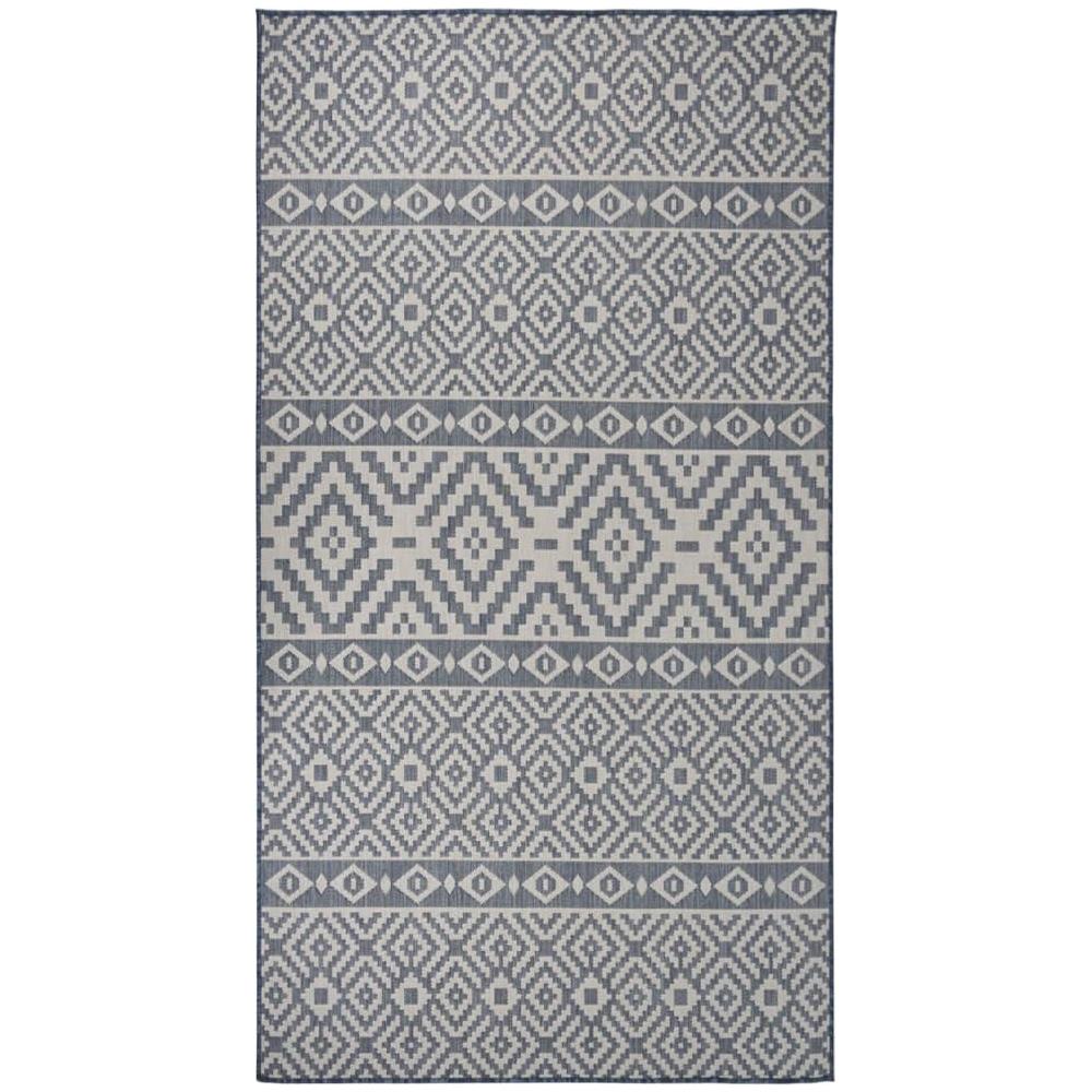 Tappeto Da Esterni A Tessitura Piatta 80x150 Cm Strisce Blu - Foto 1
