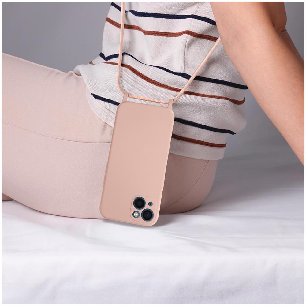 Cover Semirigida Per Iphone 13 Mini Cordino Nylon 80 Cm Rosa Chiaro - Foto 2