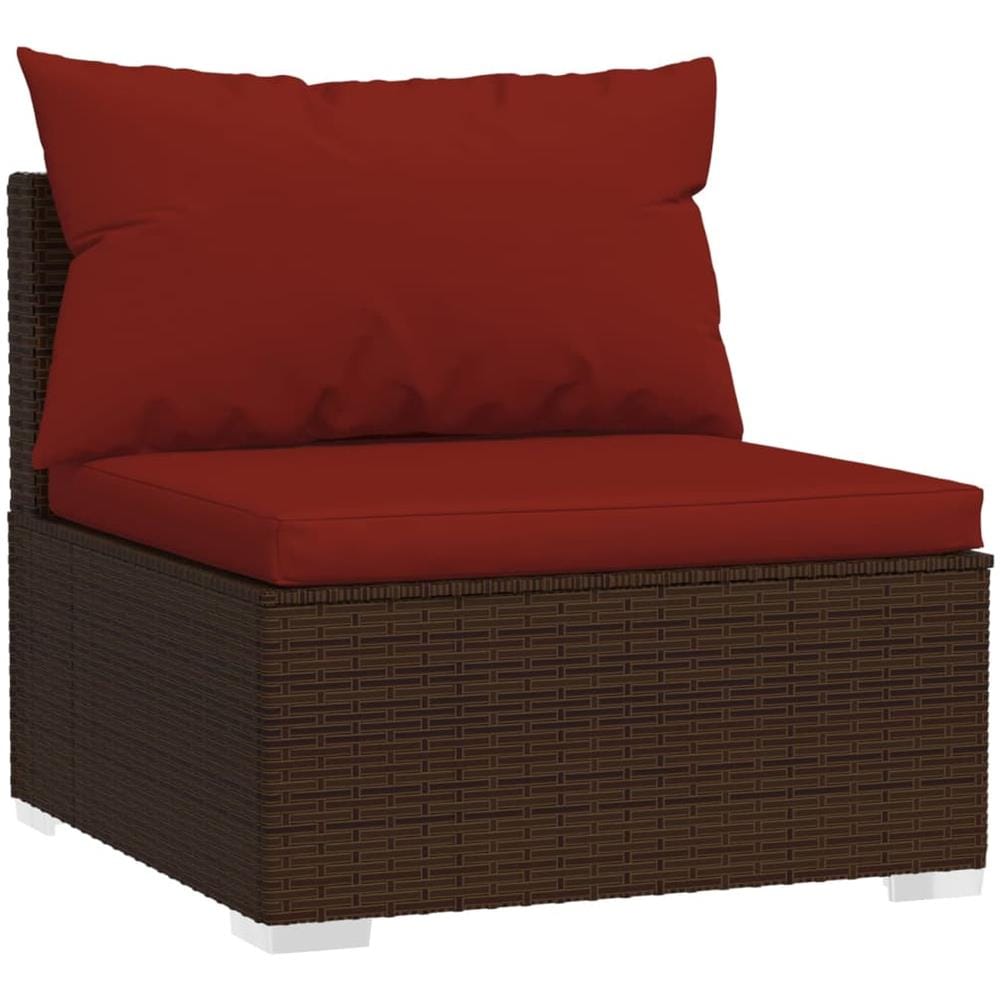 Set Divani Da Giardino 7 Pz Con Cuscini In Polyrattan Marrone - Foto 2