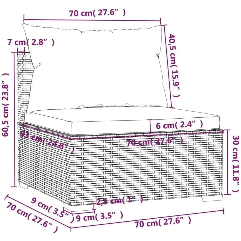 Set Divani Da Giardino 7 Pz Con Cuscini In Polyrattan Marrone - Foto 7