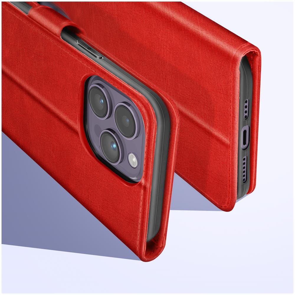 Custodia Per Iphone 14 Pro Max, Portacarte E Funzione Supporto Rossa - Foto 2