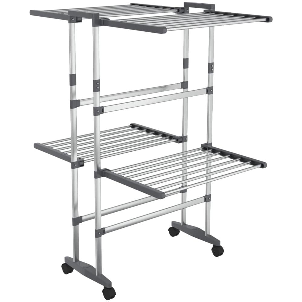 Stendibiancheria A 2 Livelli Con Ruote Argento 60x70x106 Cm - Foto 2