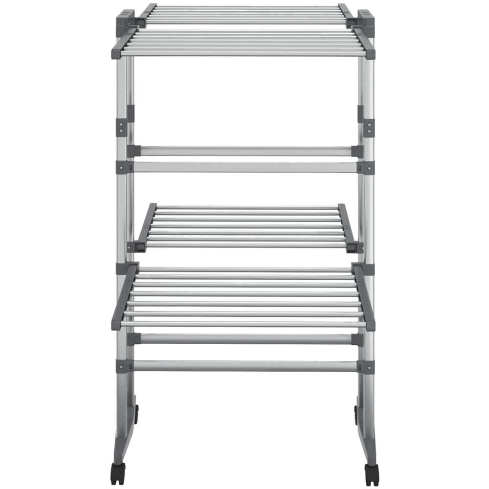 Stendibiancheria A 2 Livelli Con Ruote Argento 60x70x106 Cm - Foto 3