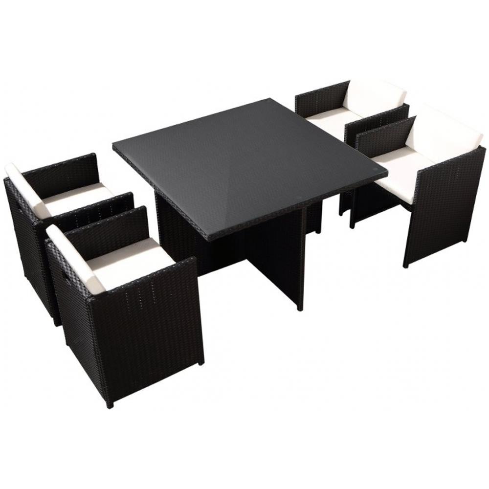 Salotto Da Giardino A Incasso 4 Posti Resina Intrecciata Nero/bianco Miami - Foto 2