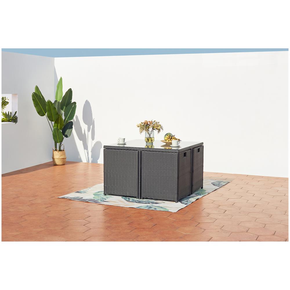 Salotto Da Giardino A Incasso 4 Posti Resina Intrecciata Nero/bianco Miami - Foto 8