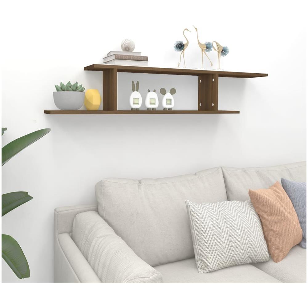 Scaffale Tv Parete Rovere Marrone 125x18x23cm Legno Multistrato - Foto 3