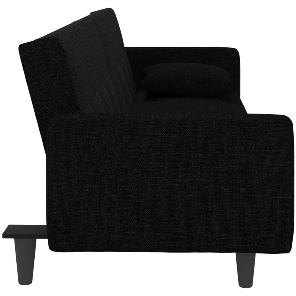 Divano Letto Con Cuscini Nero In Tessuto - Foto 2