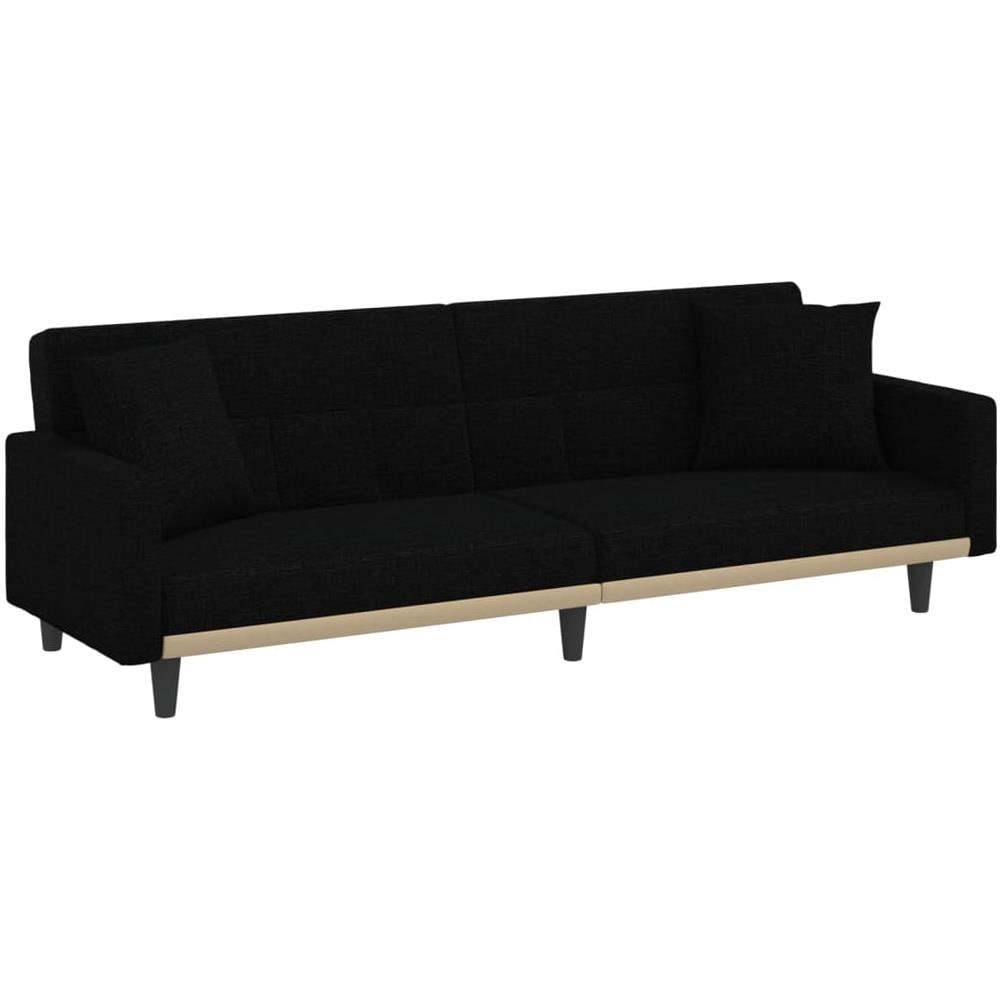 Divano Letto Con Cuscini Nero In Tessuto - Foto 1