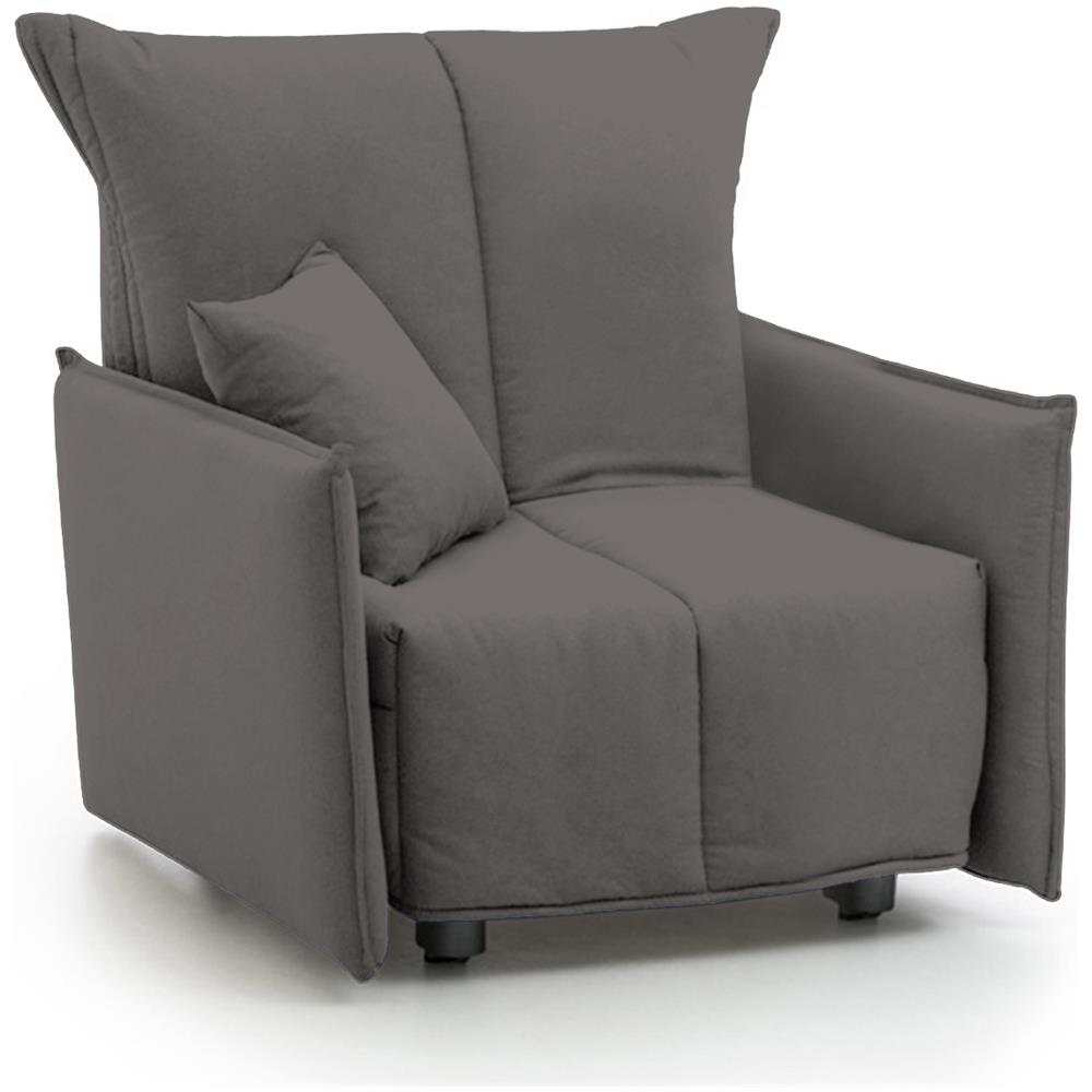 Divano Letto Almerinda, Divano Singolo, 100% Made In Italy, Poltrona Soggiorno Con Apertura A Carrello, In Tessuto Imbottito, Con Braccioli Standard, Cm 110x90h85, Grigio - Foto 2