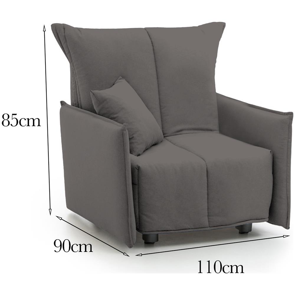 Divano Letto Almerinda, Divano Singolo, 100% Made In Italy, Poltrona Soggiorno Con Apertura A Carrello, In Tessuto Imbottito, Con Braccioli Standard, Cm 110x90h85, Grigio - Foto 4