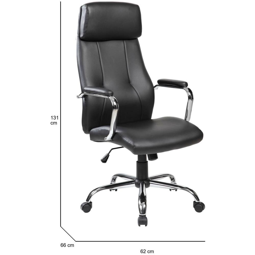 Sedia Da Ufficio Cairns, Poltrona Presidenziale Con Braccioli, Sedia Ergonomica Da Ufficio, 66x62h121/131 Cm, Nero - Foto 2