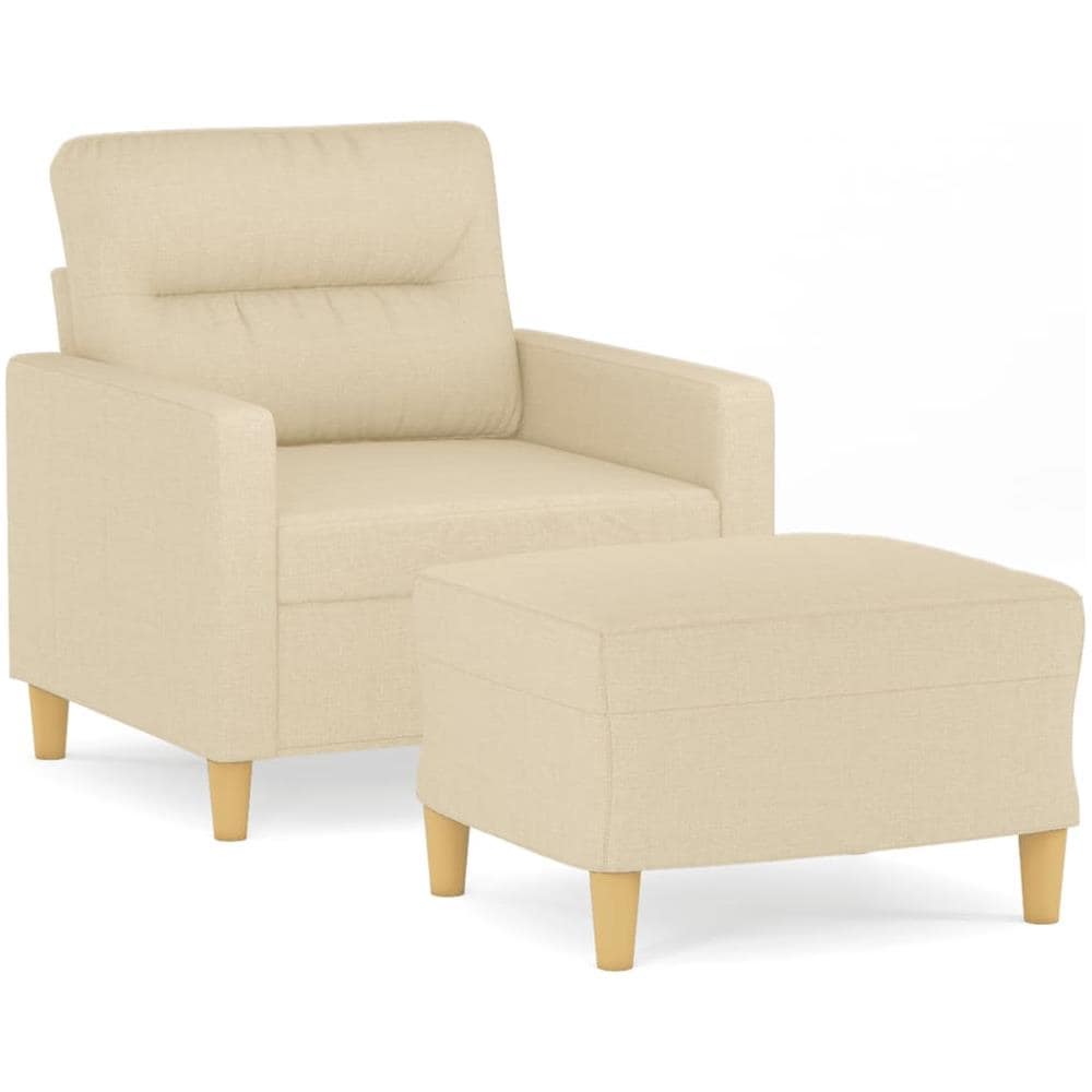 Poltrona Con Poggiapiedi Crema 60 Cm In Tessuto - Foto 2