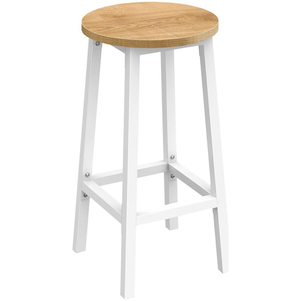 Sgabello da bar da cucina - Elegante rovere con gambe bianche - Foto 1