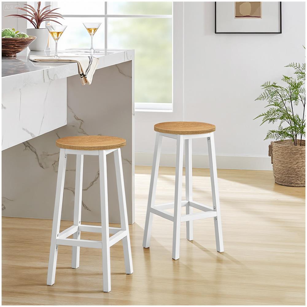 Sgabello da bar da cucina - Elegante rovere con gambe bianche - Foto 2