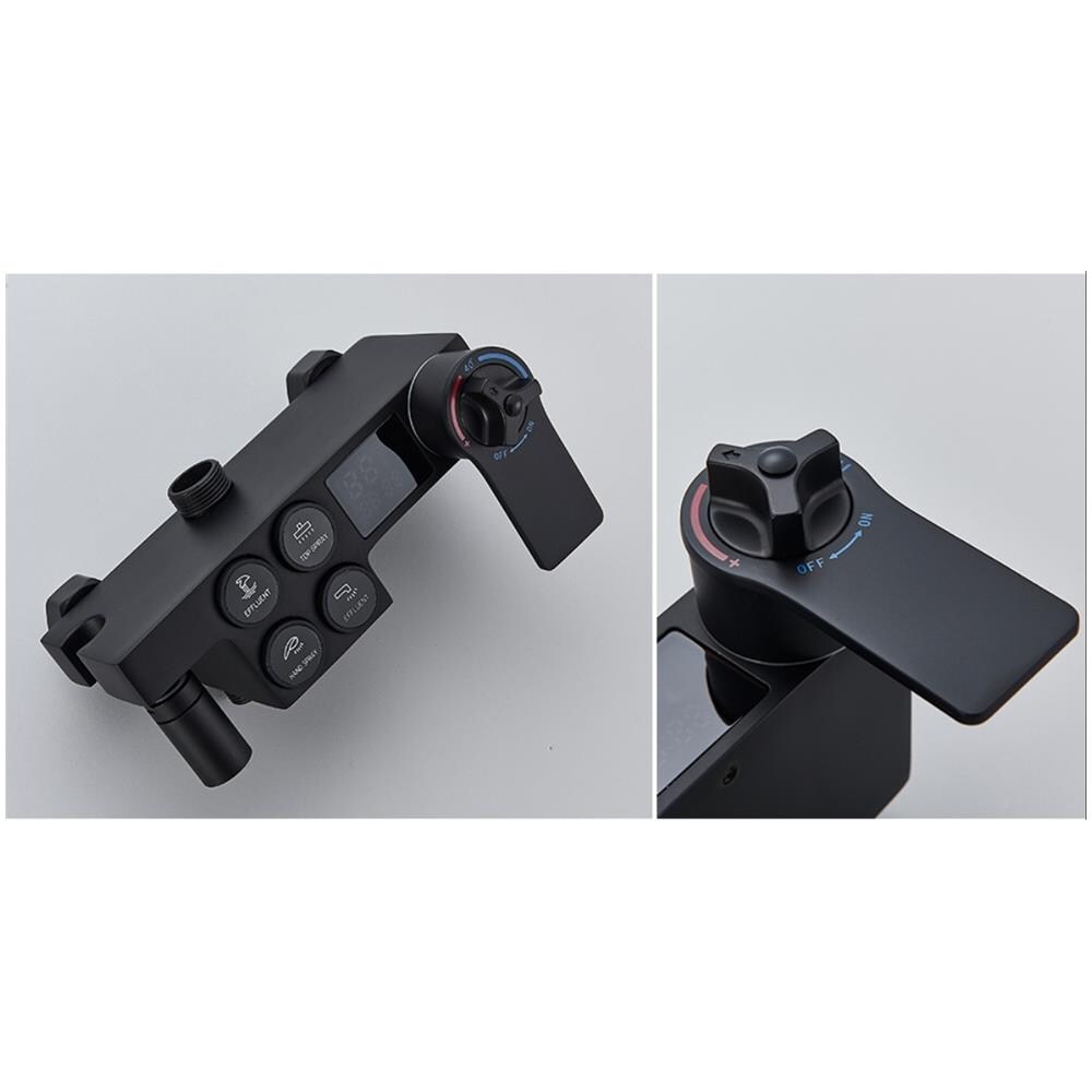 Colonna doccia, Blackswan, tipo M137, modello nero regolabile, con termostato, bocca girevole, doccia ad alta pressione e display digitale, misura 110 cm - Foto 4