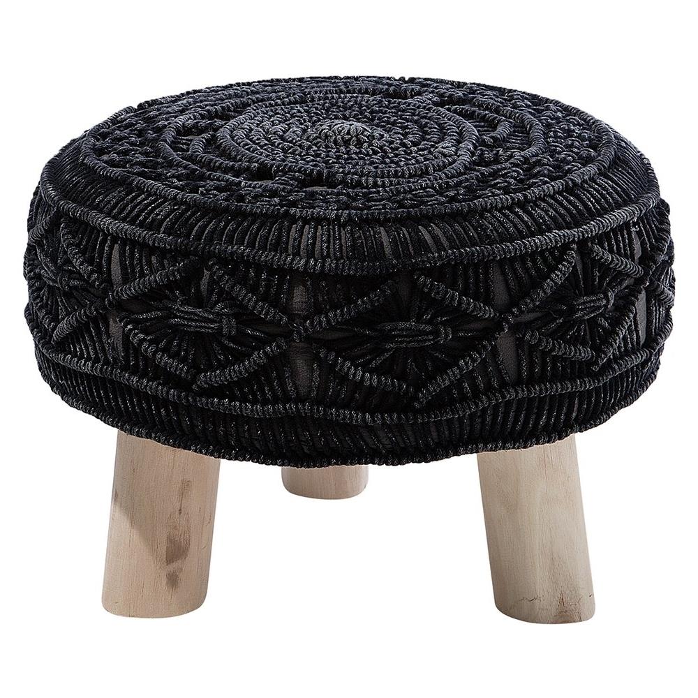 Sgabello In Cotone Grigio Antracite Mundra - Foto 1