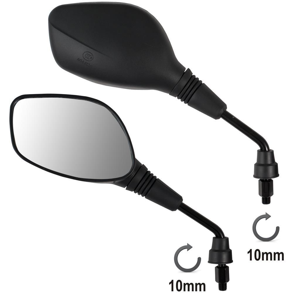 Coppia Specchietti Retrovisori Scooter Moto Atv Nero Dx + Sx 10 Mm M10 - Foto 1