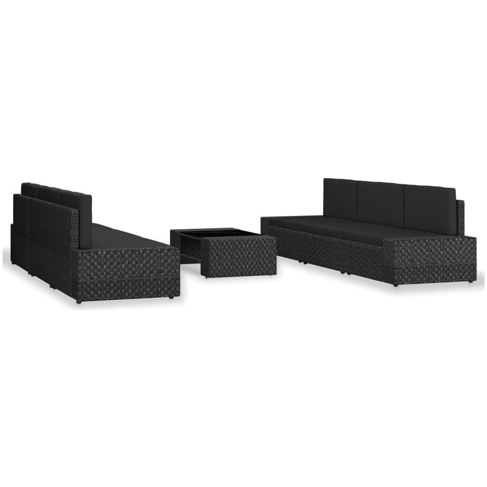 Set Divani Da Giardino 7 Pz In Polyrattan Nero - Foto 2