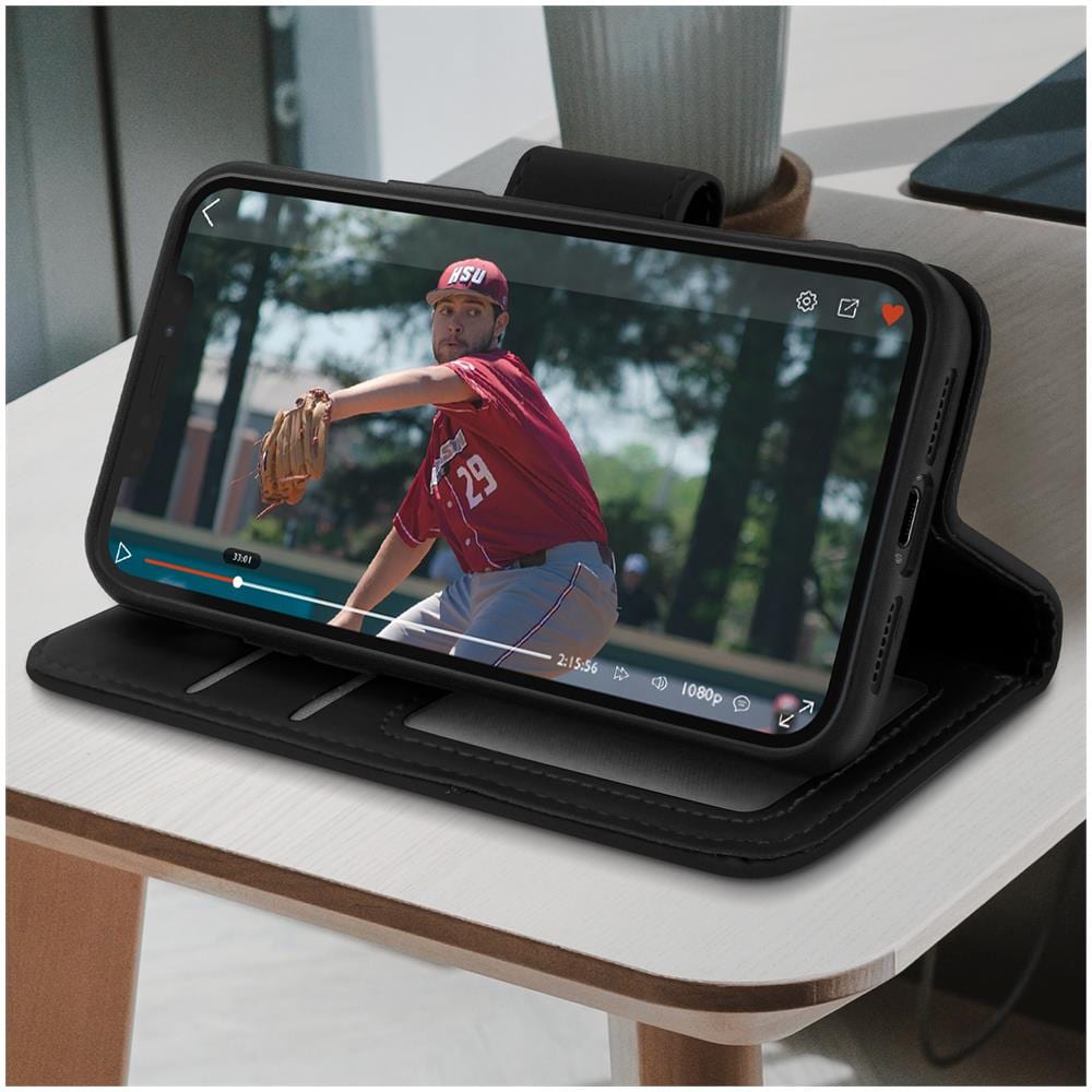 Custodia Iphone Xs Max Porta Carte In Pelle Funzione Stand Premium Nero - Foto 2