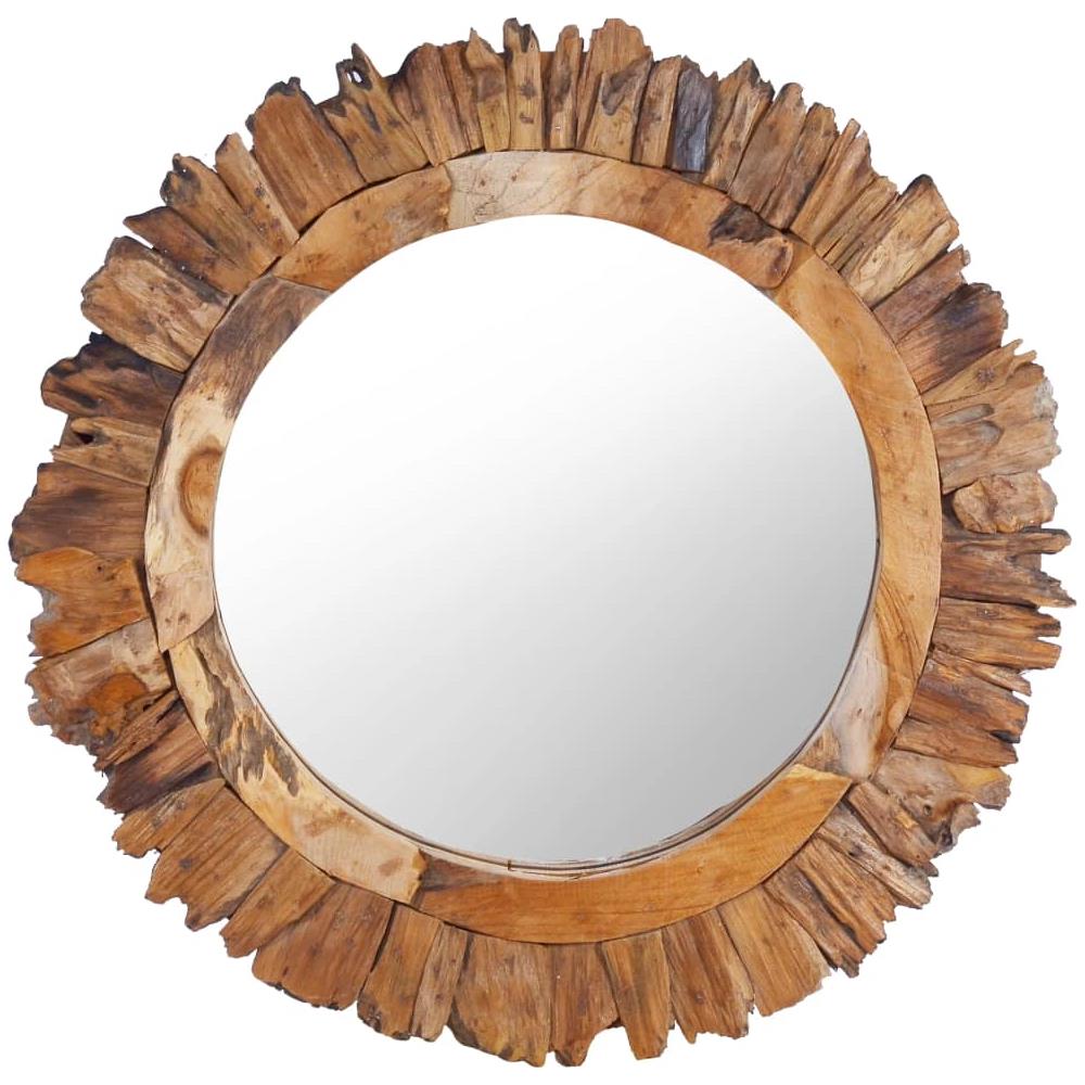 Specchio Da Parete 60 Cm In Legno Di Teak Rotondo - Foto 1