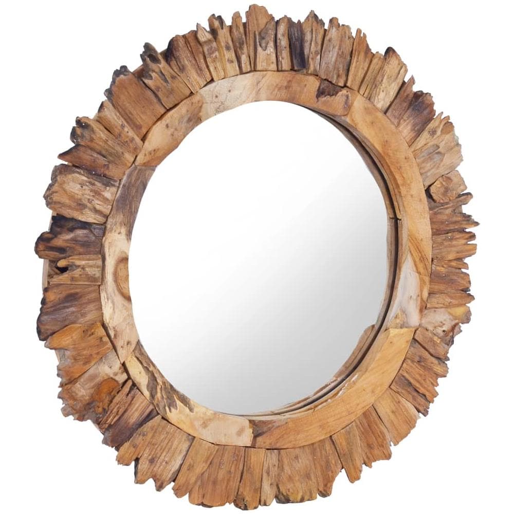 Specchio Da Parete 60 Cm In Legno Di Teak Rotondo - Foto 2