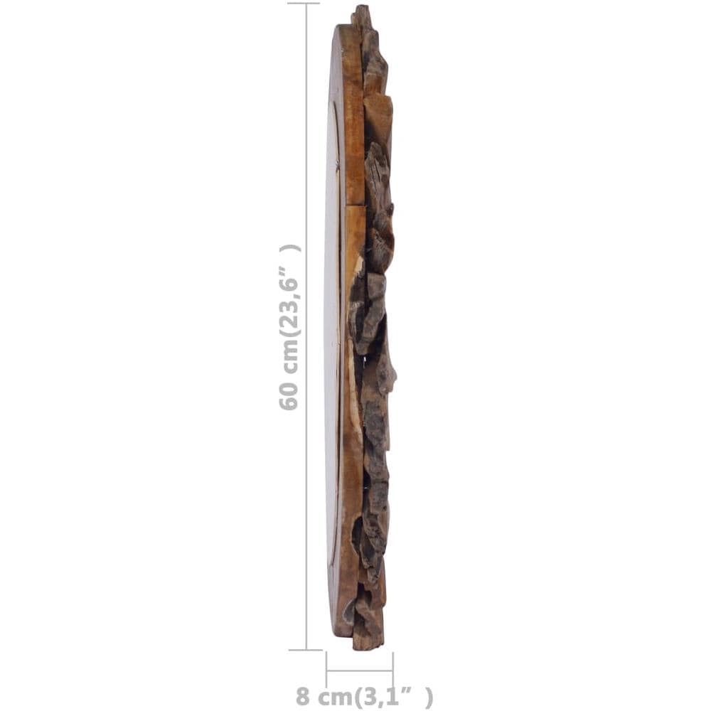 Specchio Da Parete 60 Cm In Legno Di Teak Rotondo - Foto 6