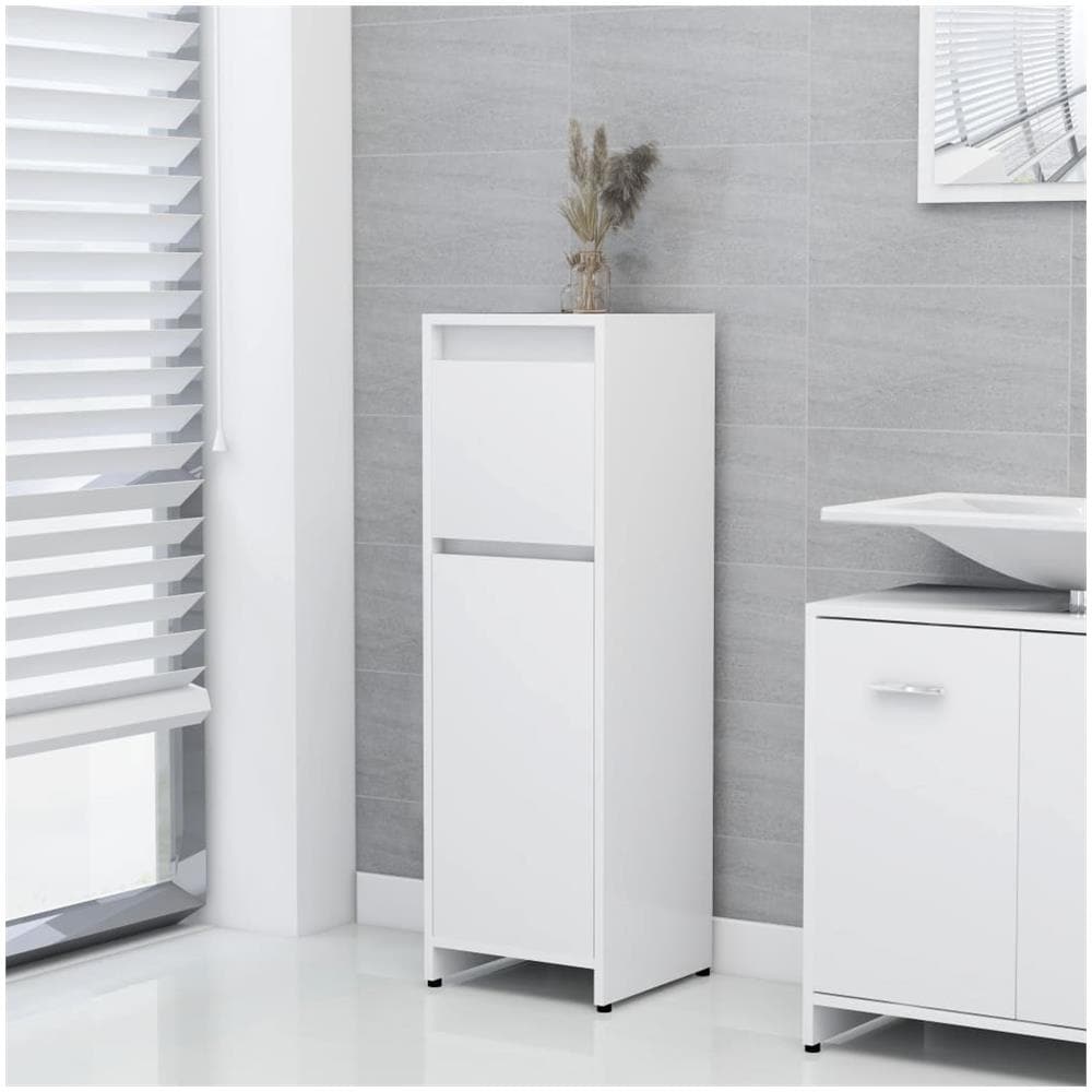Armadio da Bagno Bianco 30x30x95 cm in Legno Multistrato - Foto 1