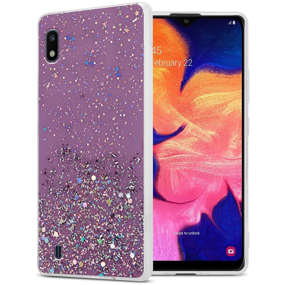 Custodia Compatibile Con Samsung Galaxy A10 / M10 In Viola Con Glitter - Coperchio Protettivo In Silicone Tpu Flessibile Con Glitter Scintillanti - Foto 1