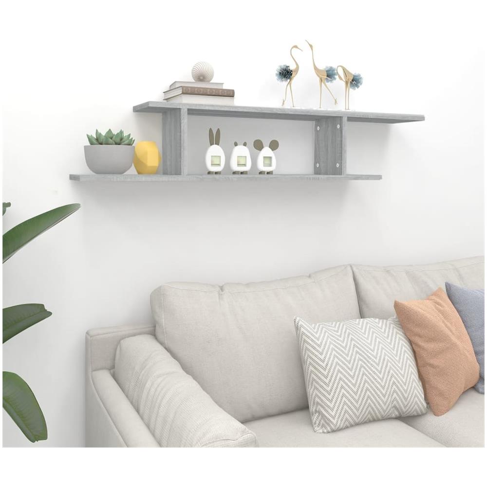 Scaffale Tv Parete Grigio Sonoma 125x18x23 Cm Legno Multistrato - Foto 3