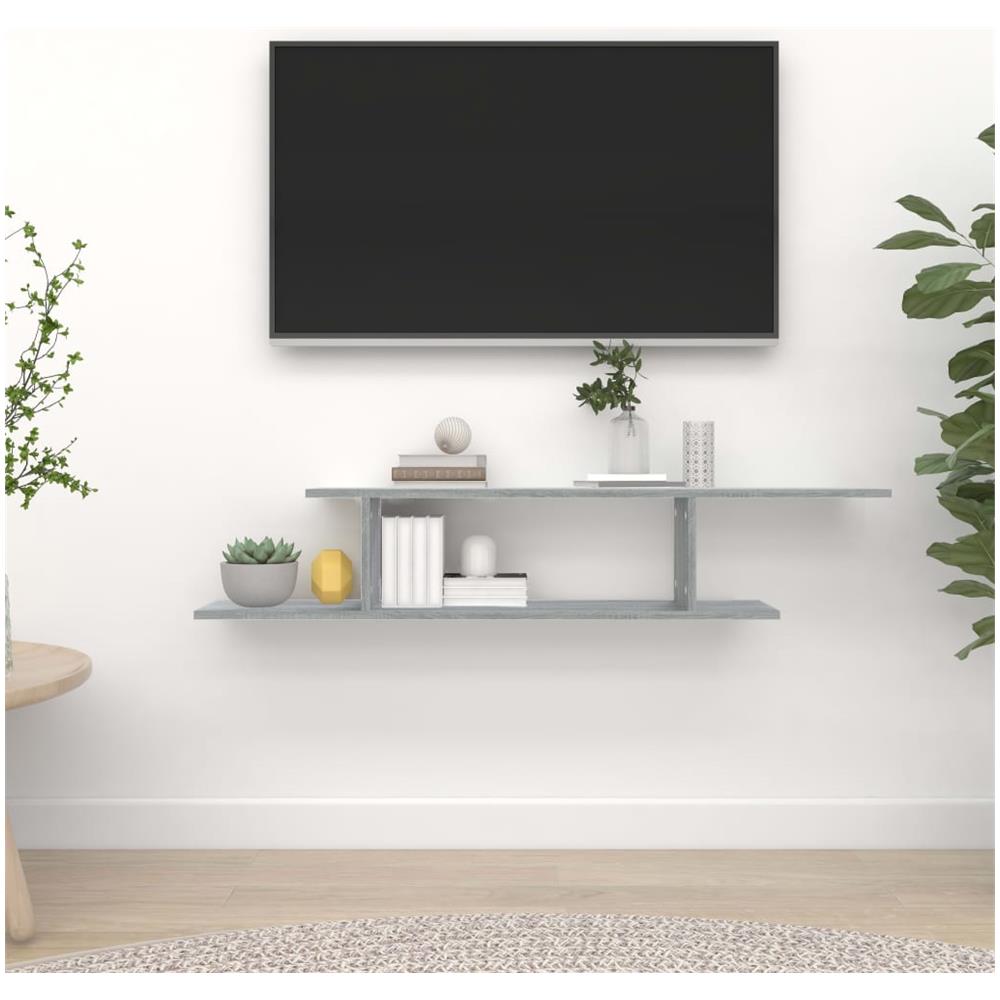 Scaffale Tv Parete Grigio Sonoma 125x18x23 Cm Legno Multistrato - Foto 1