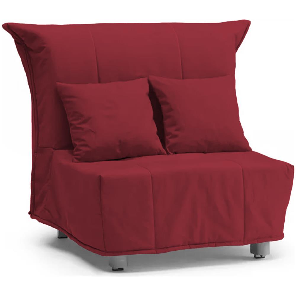 Divano Letto Alma, Divano Singolo, 100% Made In Italy, Poltrona Soggiorno Con Apertura A Carrello, In Tessuto Imbottito, Con Cuscini Inclusi, Cm 85x90h85, Rosso - Foto 2