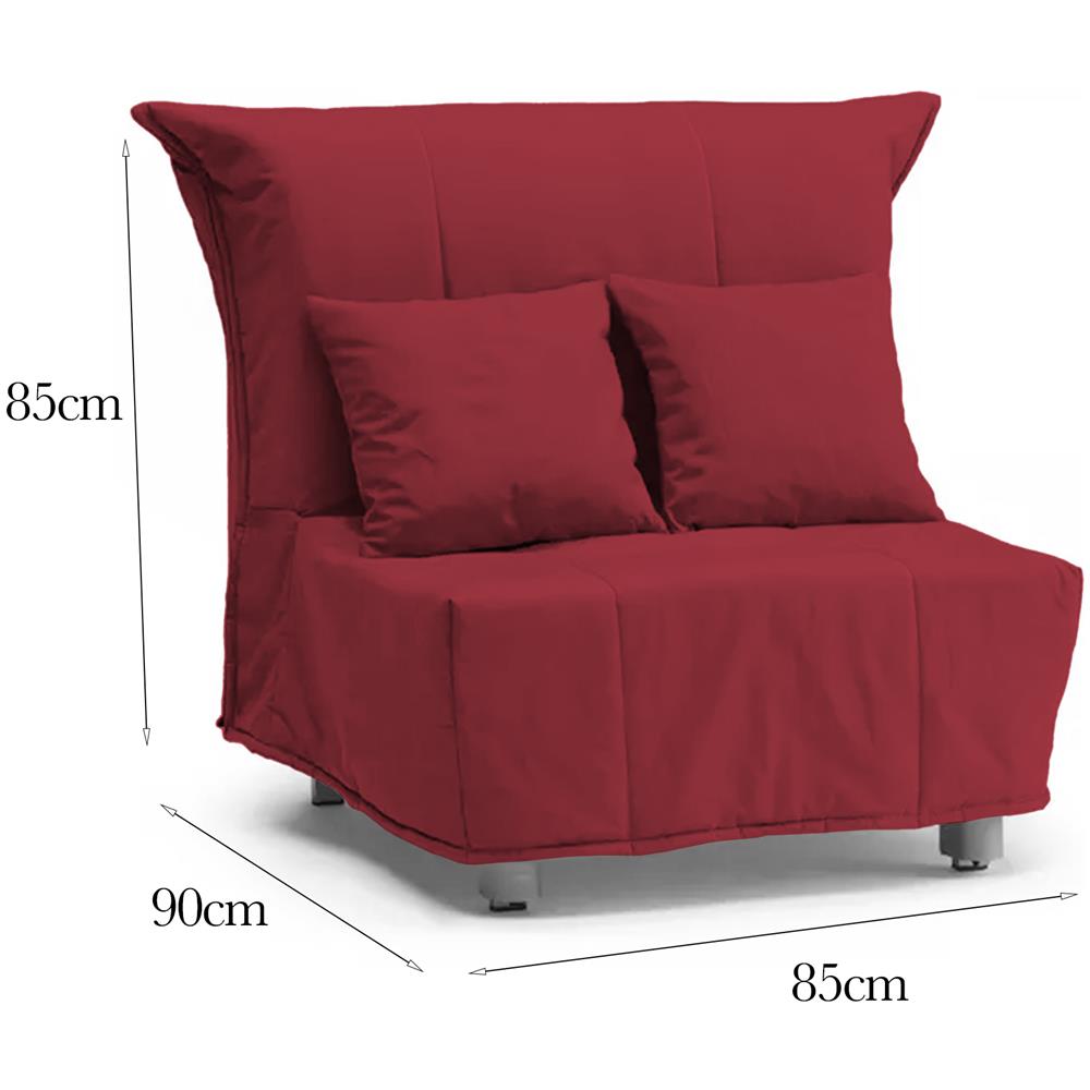 Divano Letto Alma, Divano Singolo, 100% Made In Italy, Poltrona Soggiorno Con Apertura A Carrello, In Tessuto Imbottito, Con Cuscini Inclusi, Cm 85x90h85, Rosso - Foto 4