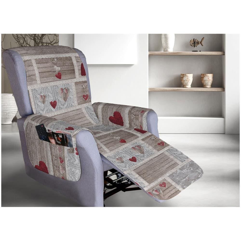 Copripoltrona Reclinabile Trapuntata Shabby Love Poltrona Relax Linea Pensieri Delicati Poltrona Rosso - Foto 1