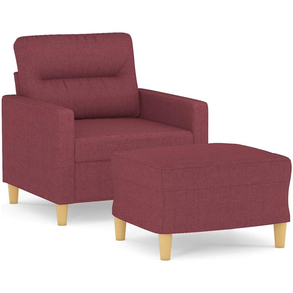 Poltrona Con Poggiapiedi Rosso Vino 60 Cm In Tessuto - Foto 2
