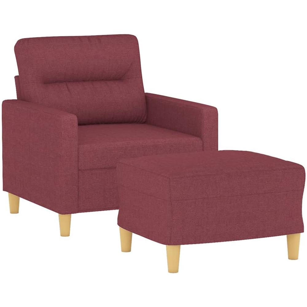 Poltrona Con Poggiapiedi Rosso Vino 60 Cm In Tessuto - Foto 3