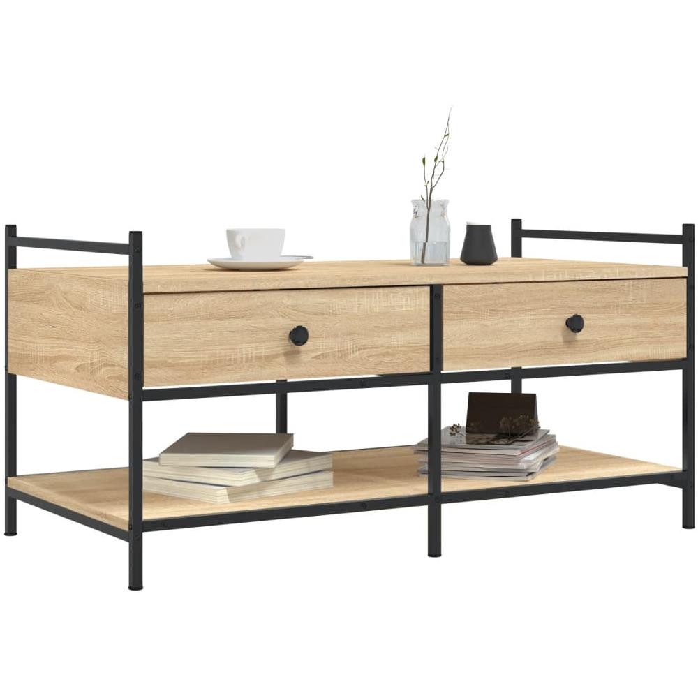 Tavolino Da Salotto Rovere Sonoma 99x50x50cm Legno Multistrato - Foto 3