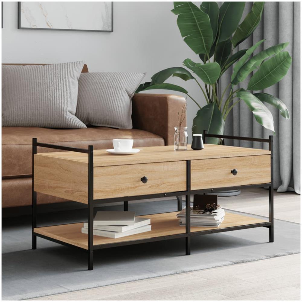 Tavolino Da Salotto Rovere Sonoma 99x50x50cm Legno Multistrato - Foto 1