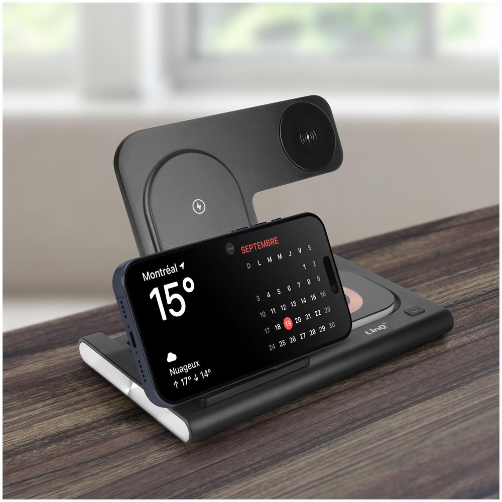 Stazione Di Ricarica 3 In 1 Iphone Magsafe 15w, Airpods, Apple Watch Linq Nero - Foto 2