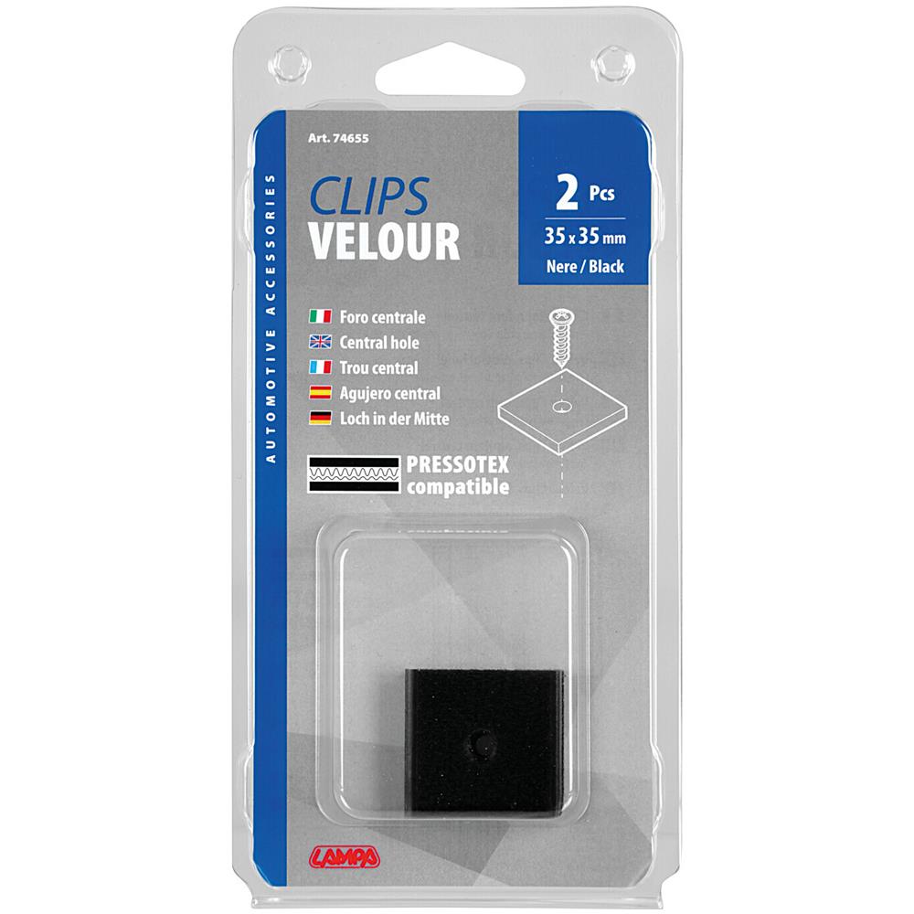 Clips Velour, Foro Centrale, Set 2 Pz - 35x35 Mm - Foto 2