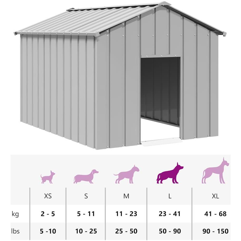 Casetta per Cani con Tetto 113x153x101 cm Acciaio Zincato - Foto 8