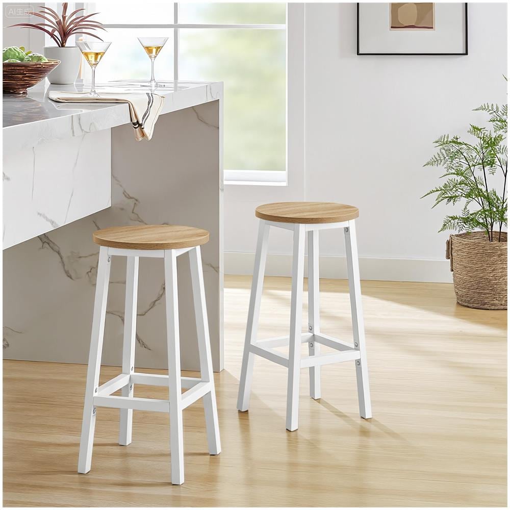Sgabello da bar da cucina - Elegante rovere Sonoma con gambe bianche CODICE 2906 - Foto 2