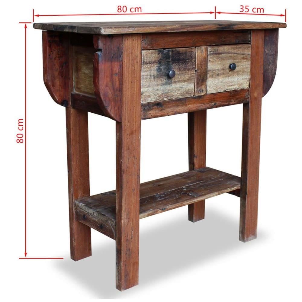 Consolle In Legno Massello Di Recupero 80x35x80 Cm - Foto 5
