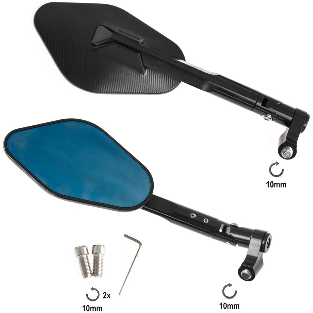 Coppia Specchietti Retrovisori Specchi Moto Scooter Custom Corpo In Metallo - Foto 1