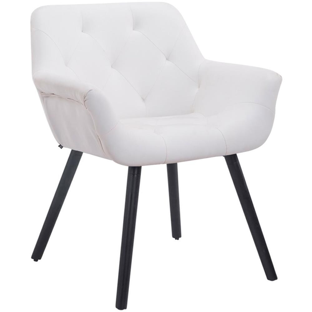 Sedia Poltroncina Cassidy con Fodera in Similpelle - Sedia Ospite rétro, Gambe in Legno - Sedia Poltroncina Sala Attesa Imbottita e con Braccioli Bianco Telaio: Nero - Foto 1