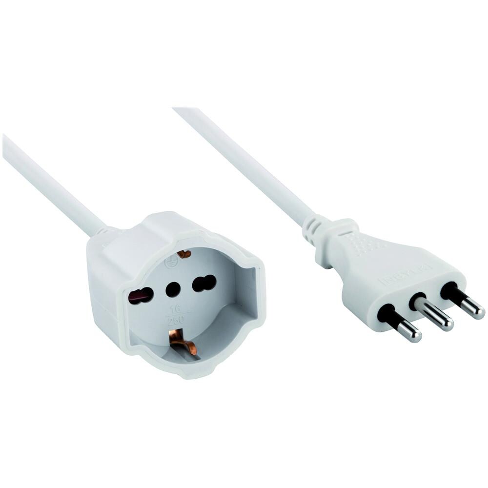 Prolunga 5 Mt: Spina 16a E Presa (schuko + 10/16a), Bianco. Cavo 3g1,5 Mm - Foto 1