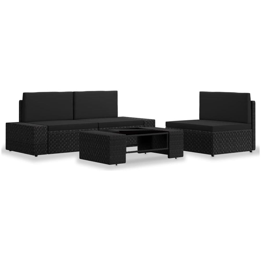 Set Divani Da Giardino 4 Pz In Polyrattan Nero - Foto 1