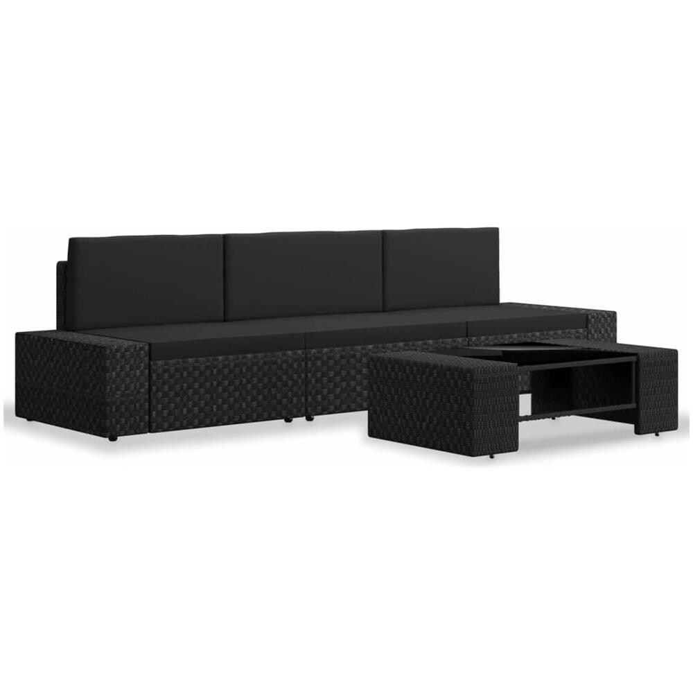 Set Divani Da Giardino 4 Pz In Polyrattan Nero - Foto 2