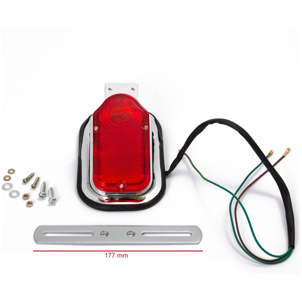 Fanale Rosso Posteriore Universale Portatarga Moto Scooter Cromato - Foto 2