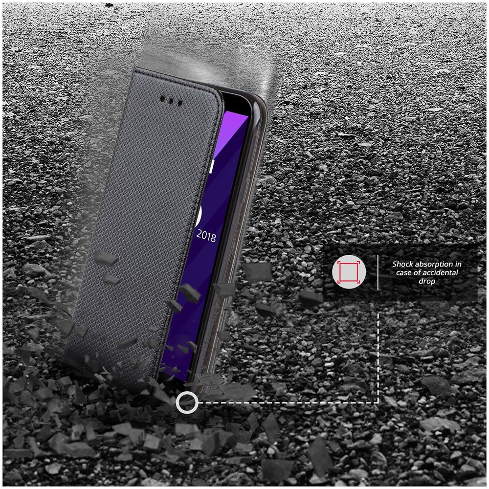 Cover Per Huawei Y6 2018, Nero - Custodia A Libro Flip Smart Magnetica Con Appoggio E Porta Carte - Foto 2