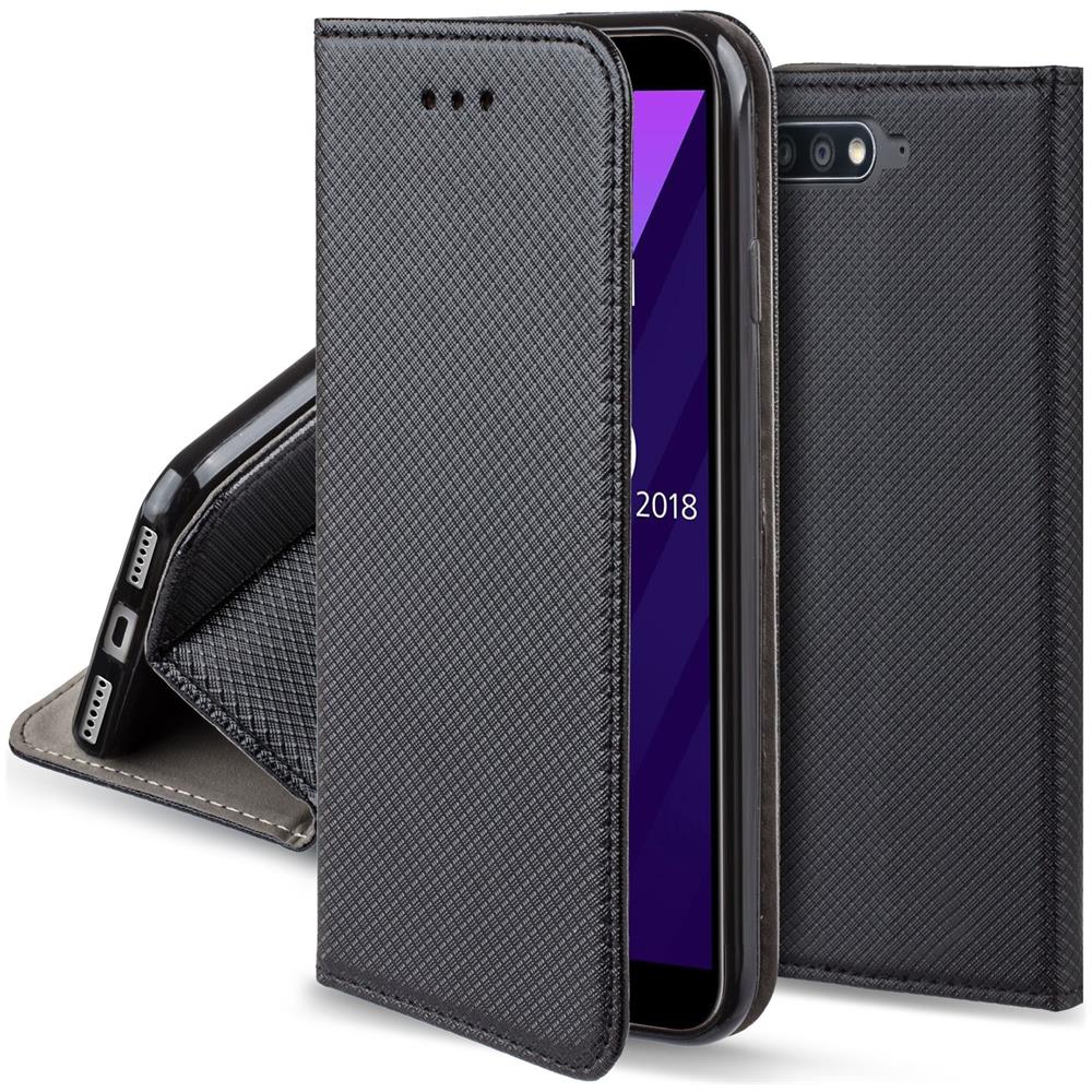 Cover Per Huawei Y6 2018, Nero - Custodia A Libro Flip Smart Magnetica Con Appoggio E Porta Carte - Foto 1